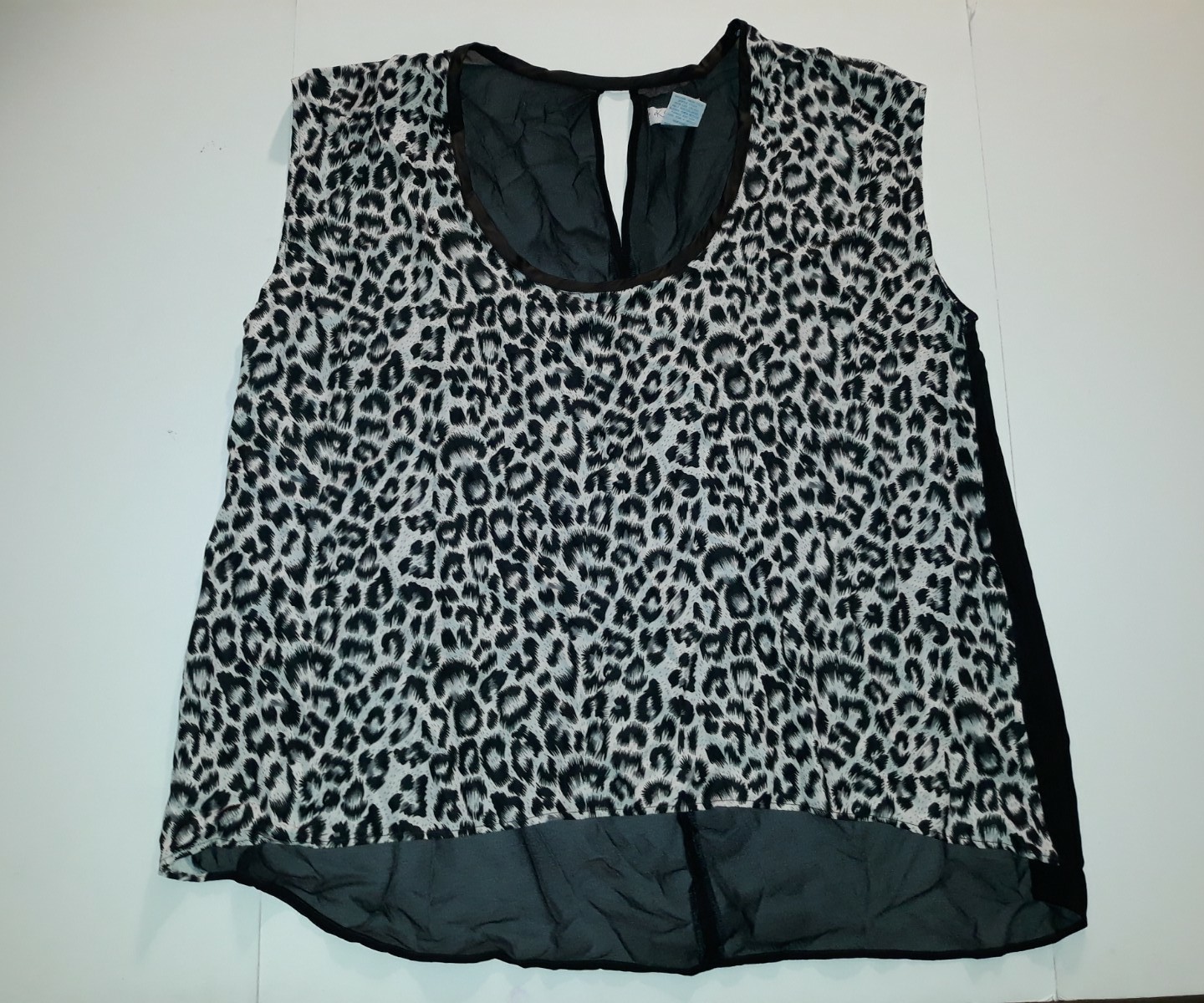 K. Jordan Women’s Blouse / Top Animal Print Front Sheer Black Back 2X NEW