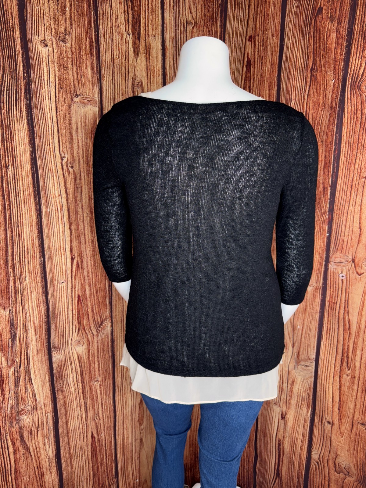 NEW! Casual Couture by Green Envelope Women’s 0X Plus Layered Tawny Black Blouse
