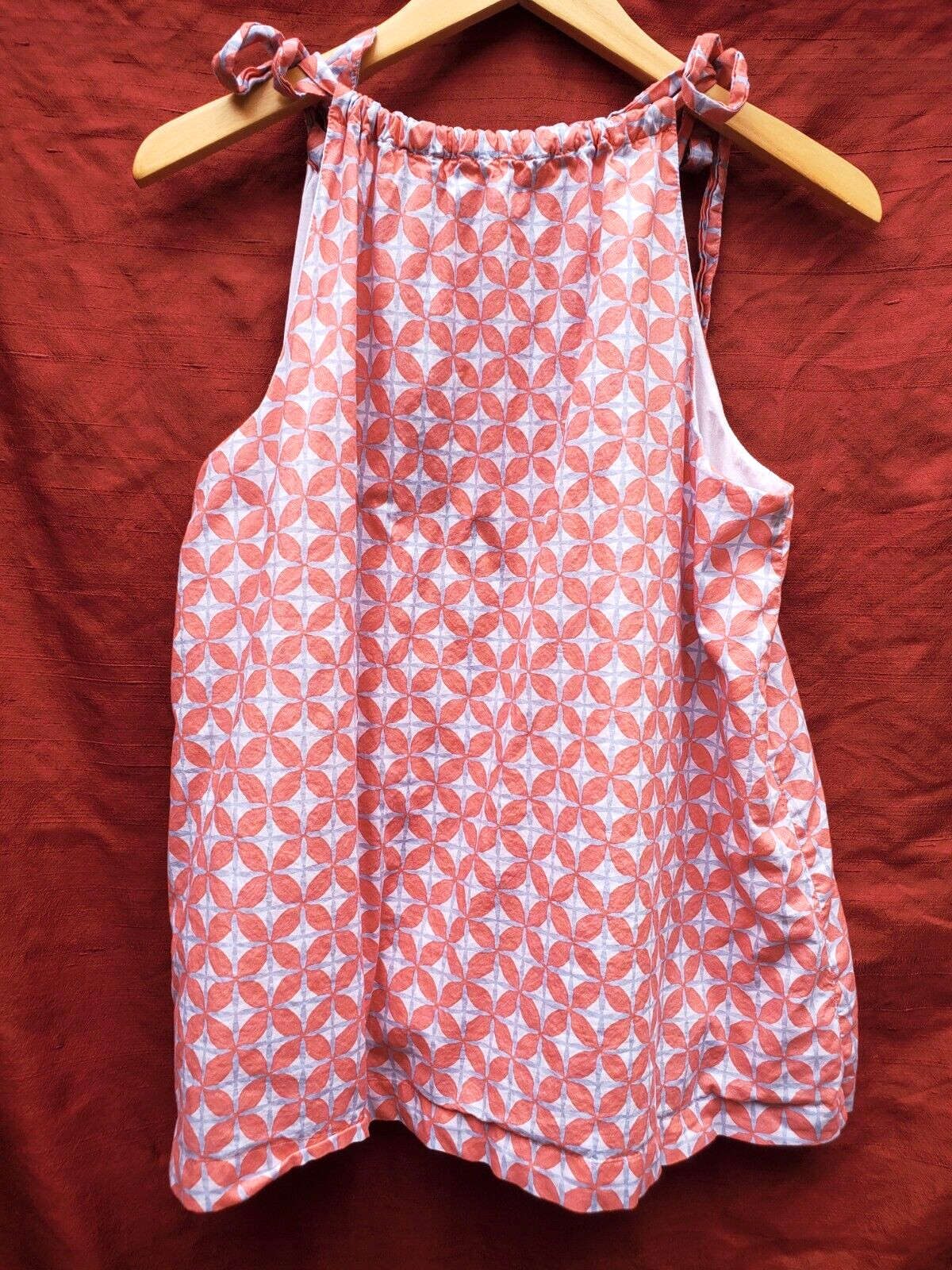 SOUTHERN TIDE large pink, gray, white FLORAL sleeveless SHIRT top blouse cotton