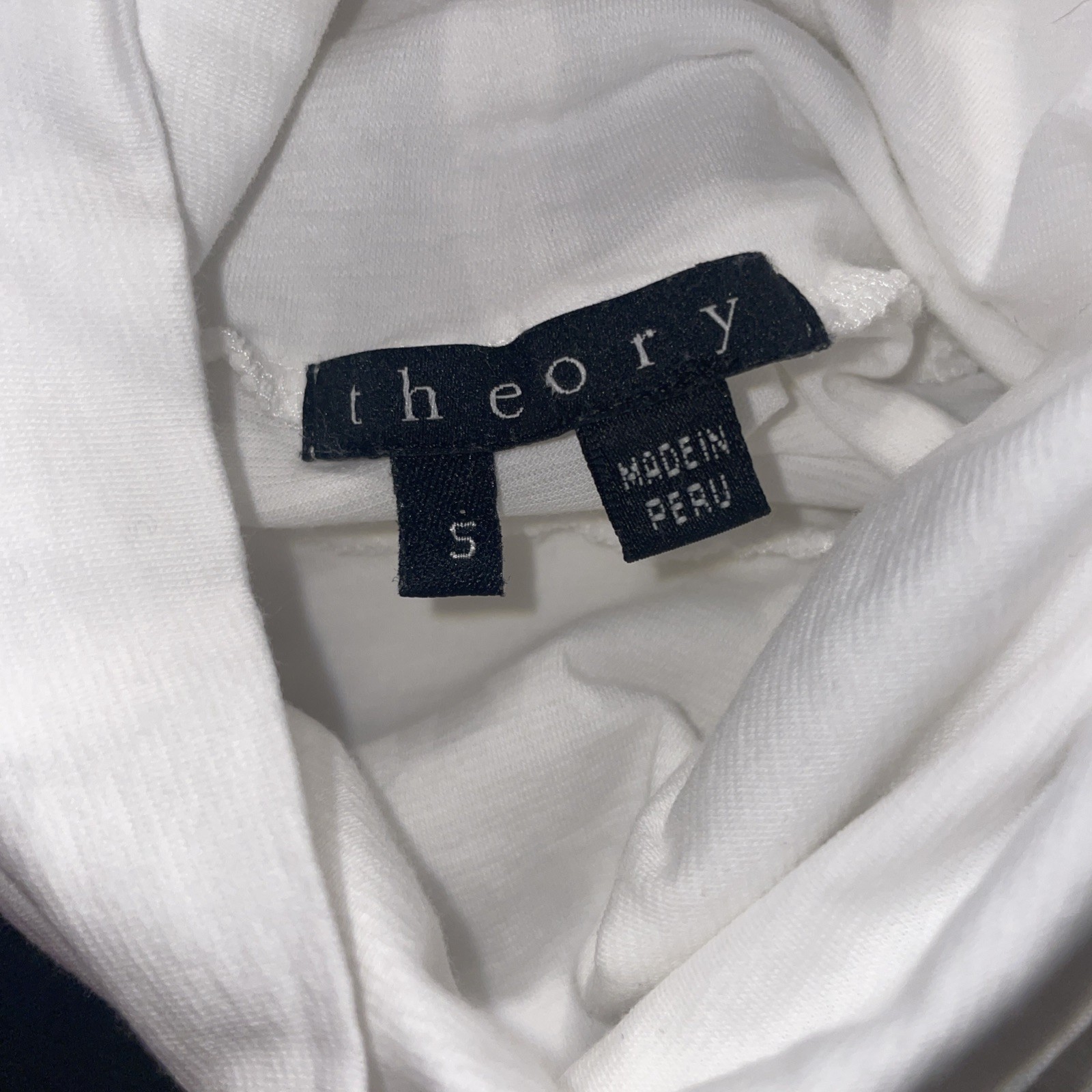 Theory Womens Turtleneck Long Sleeve Top Small Cotton Spandex Ruching White