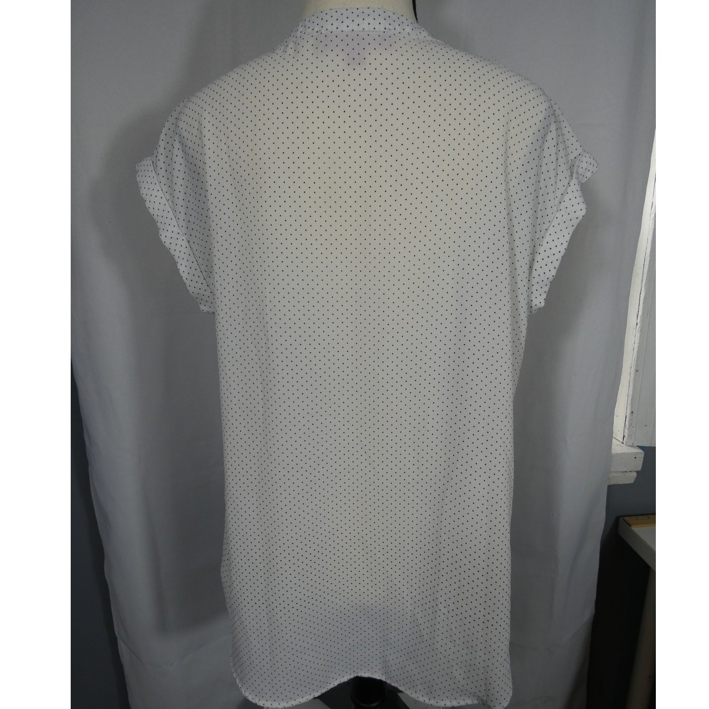 Philosophy Small Polka Dot Cuffed Short Sleeves V-Neckline Lightweight
