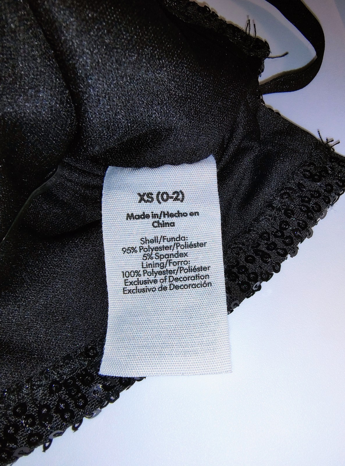 No Boundaries Women’s XS Black Sequin Cowl Neck Lined Adjustable Strap Cami
