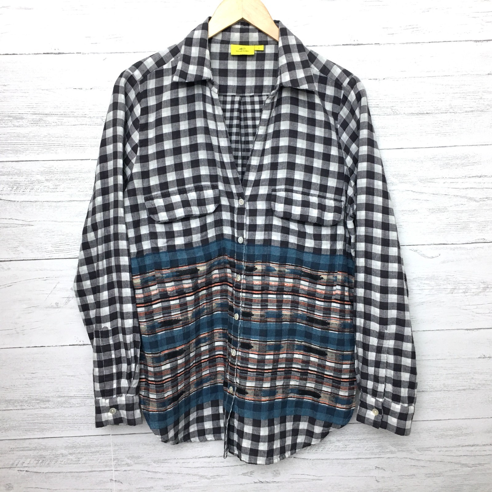 Roller Rabbit Women’s Plaid Flannel Shirt Button Front Long Sleeves Large