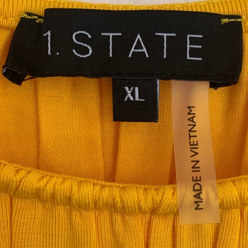 NWT 1.State Jersey Knit Smocked Hem Tank in Sunflower Yellow Sz XL