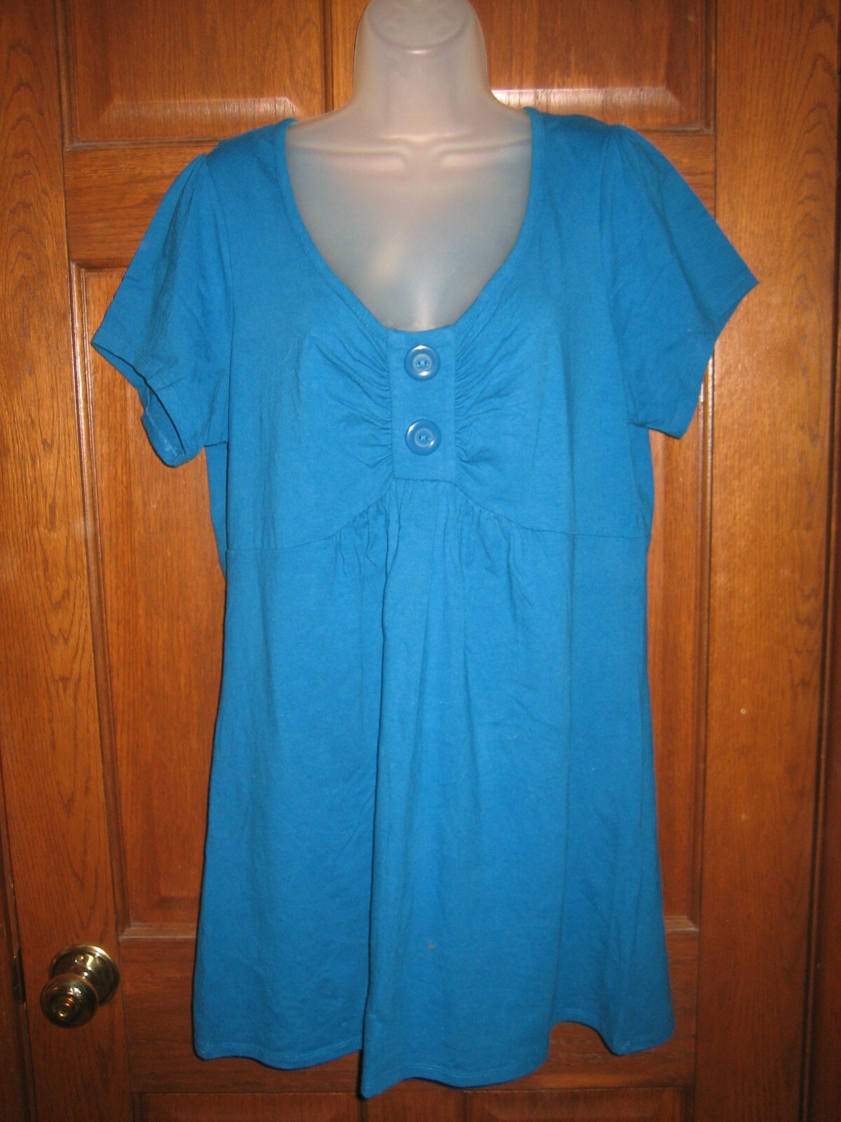 L. A. Blues Dark Turquoise Blue Empire Waist Tunic Top – Size 14/16W