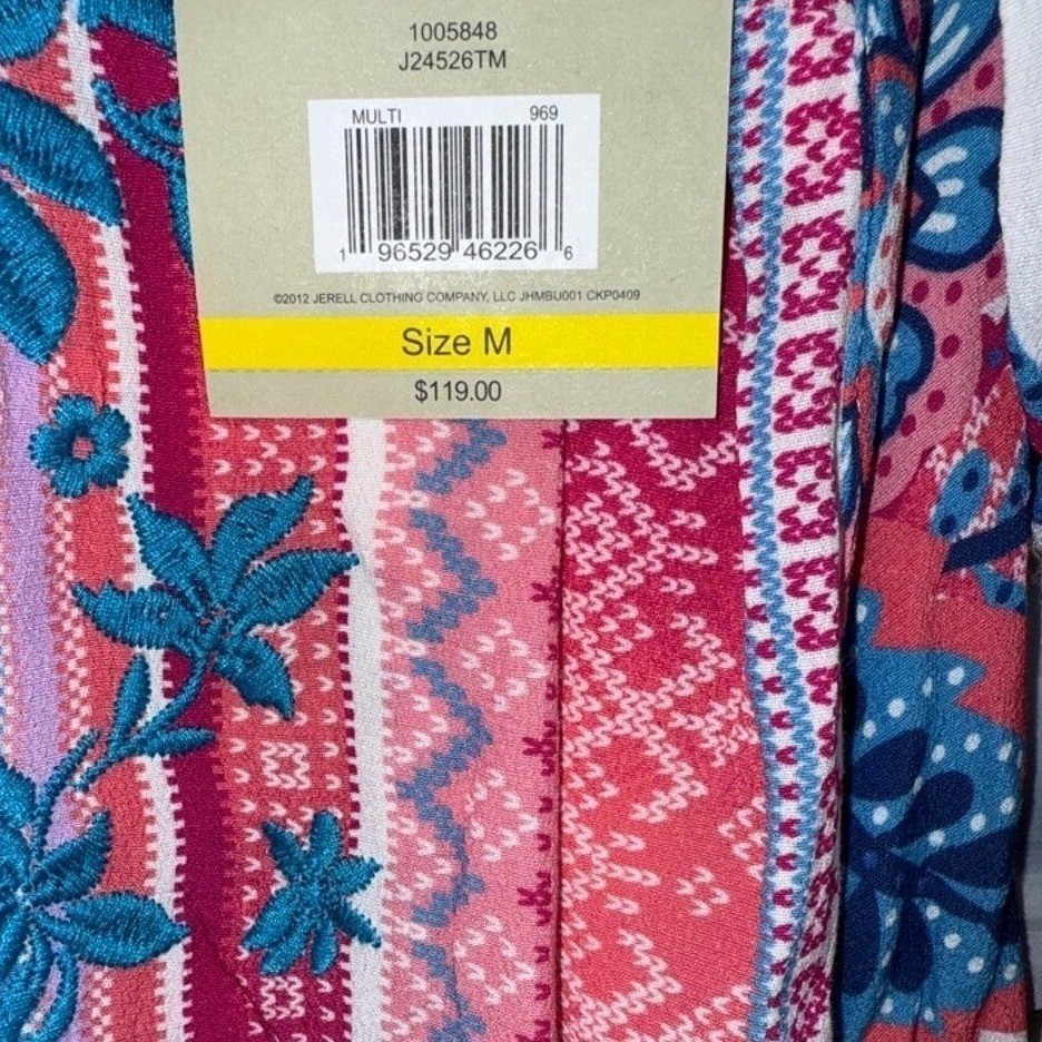 John Mark Womens Size Medium Paisley Pink Floral Boho Tunic NWT