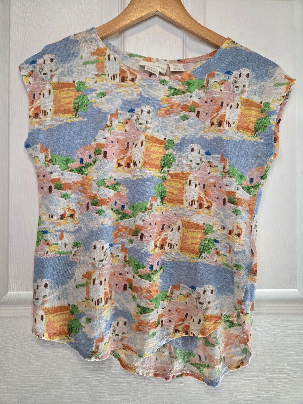 Cynthia Rowley Linen Top S Vacay Greece Italy Villas Colorful Travel Preppy