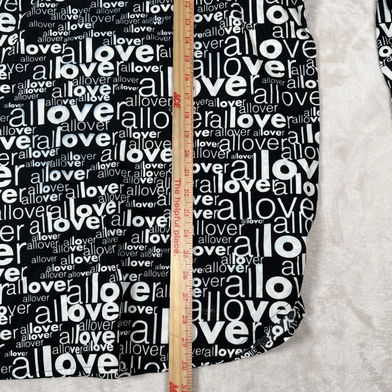 VTG Moschino Jeans All over Love Print Button Up Shirt Black White Size 42 US M