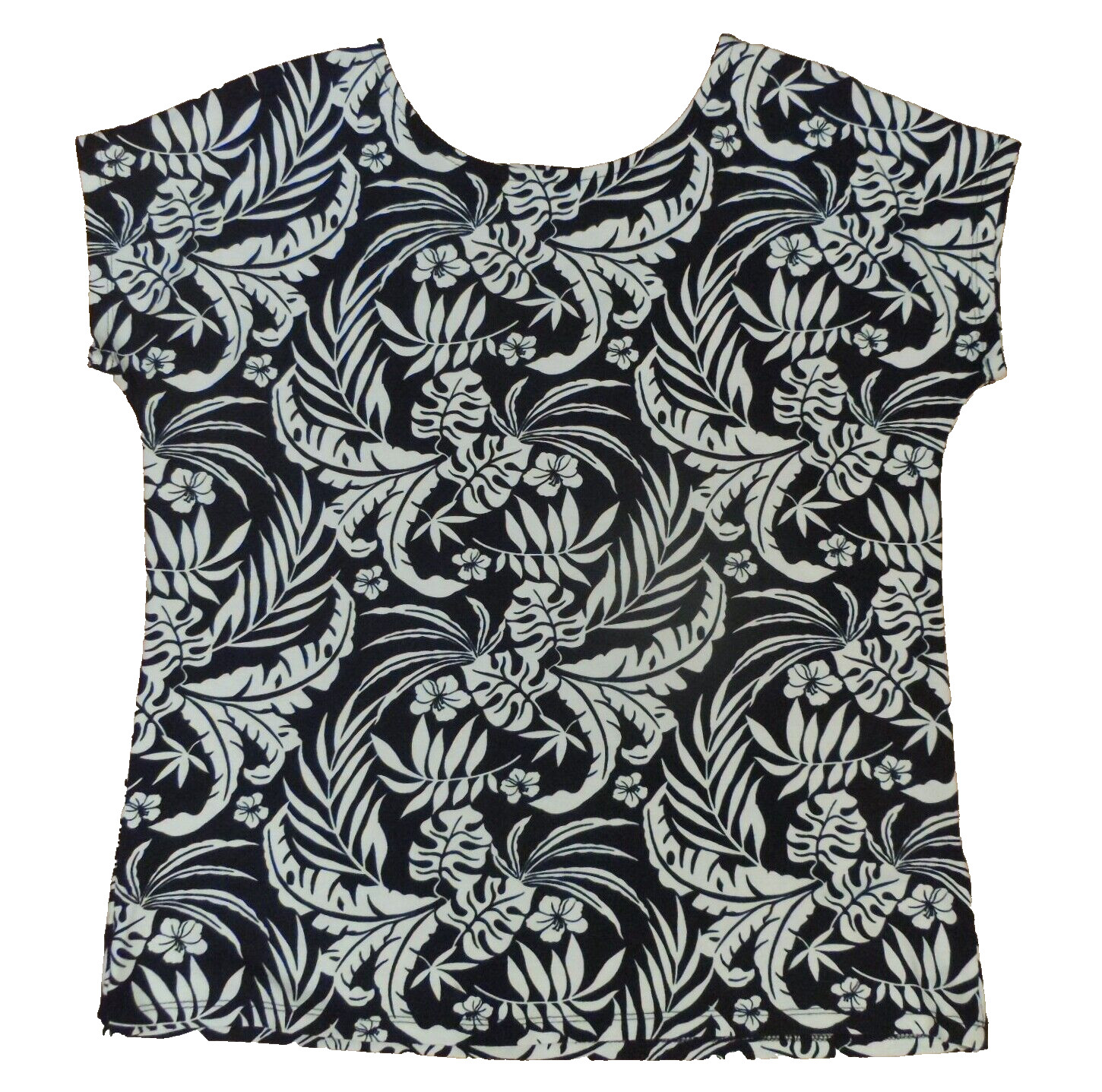 TU WOMAN SHORT SLEEVED BLACK & WHITE TOP SIZE 10 Back cut out detail
