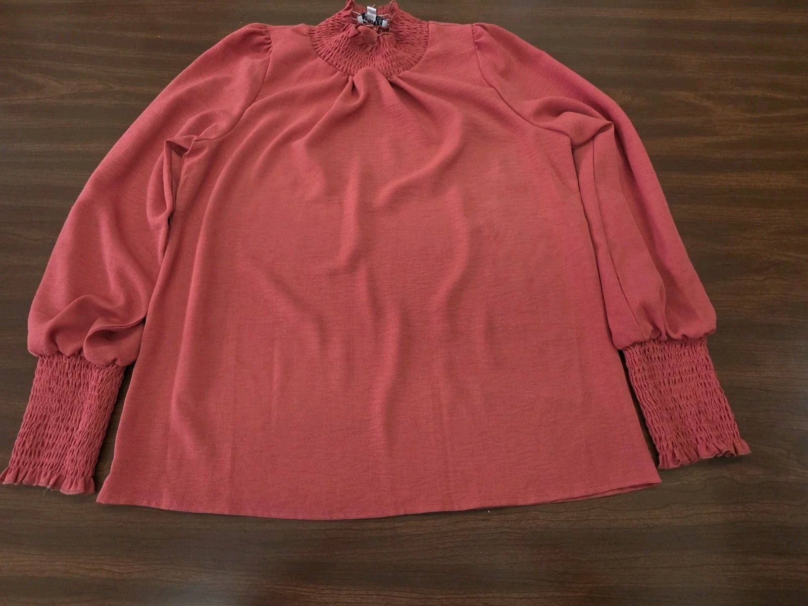 Indie & Co Womens Off Shoulder Smocked Long Sleeve Blouse Coral Size Medium
