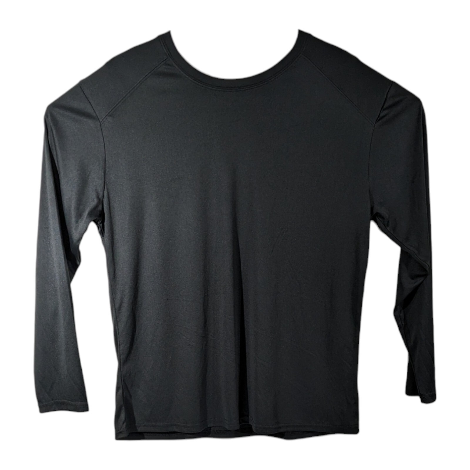 Womens Plain Black Long Sleeve Tee Shirt with Short Top XL Pullover Lightweight