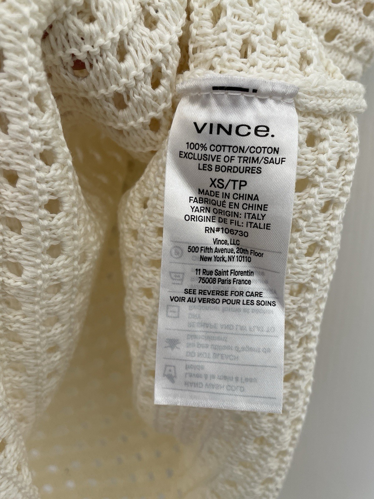 Vince Knit Woven Scoop Neck Short Sleeve Cream Top, Sz. XS