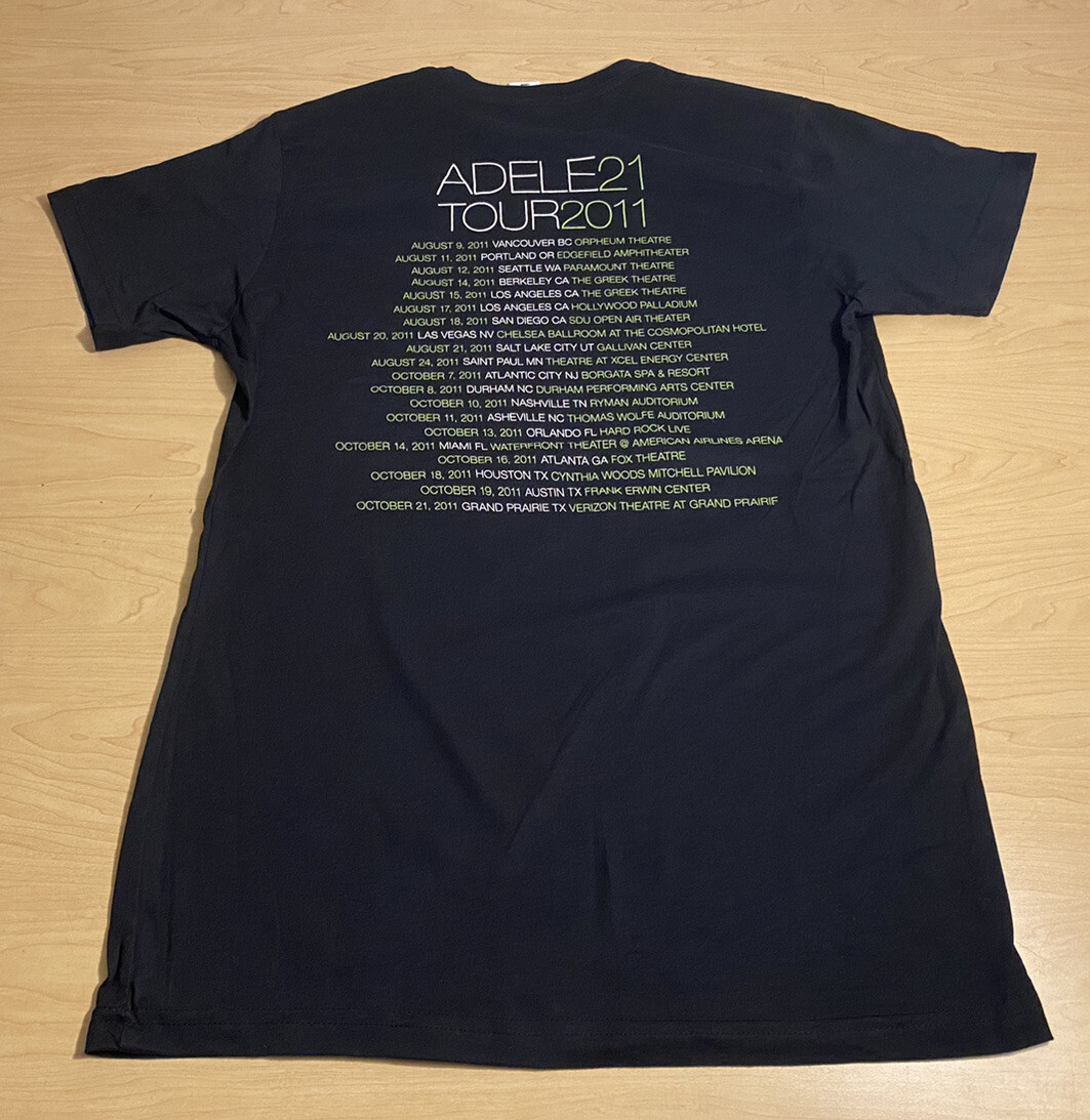 2011 ADELE 21 Tour T-shirt W/Concert Dates Large Made In USA RARE! NEW