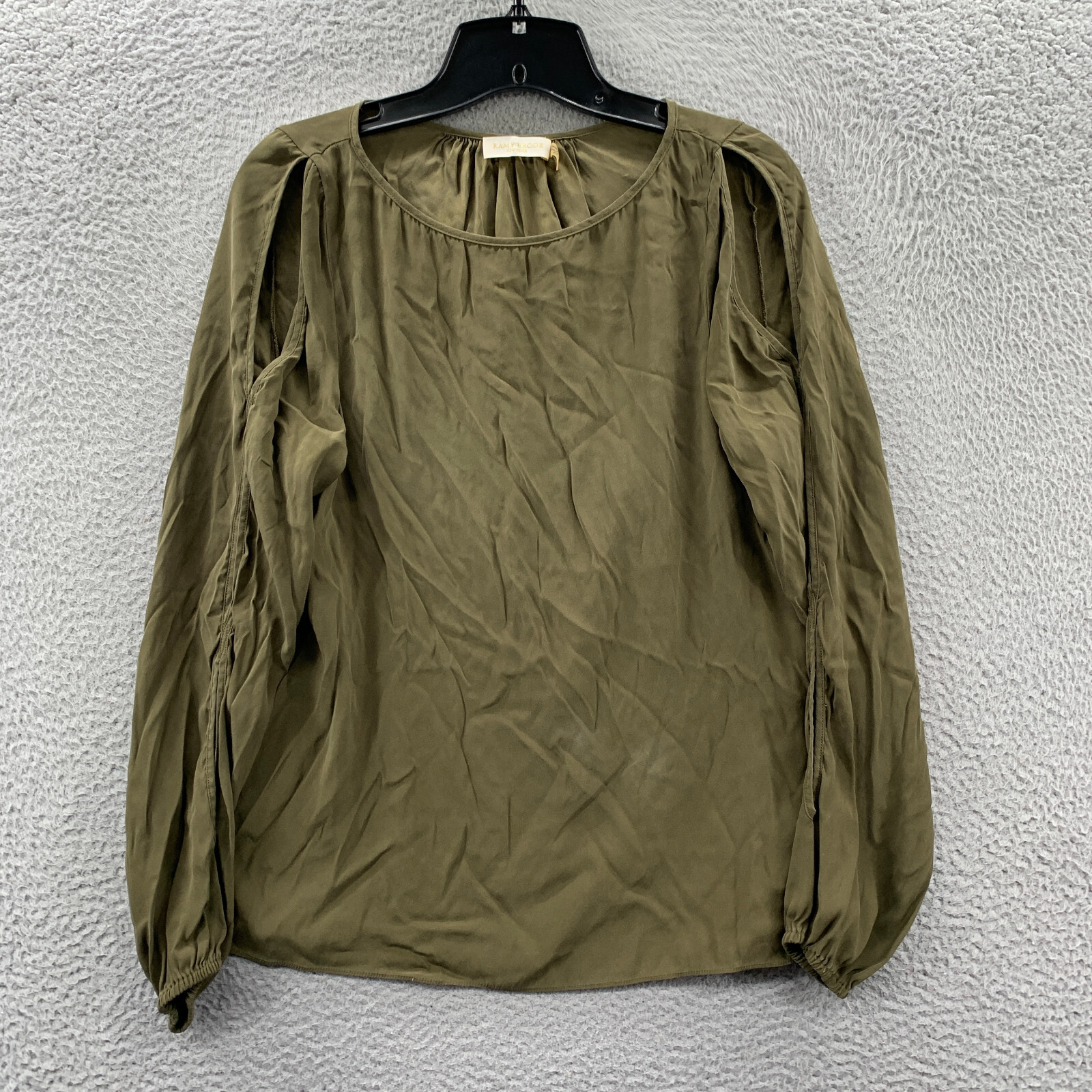 RAMY BROOK New York Blouse Womens Small Top Long Sleeve Silk Green*