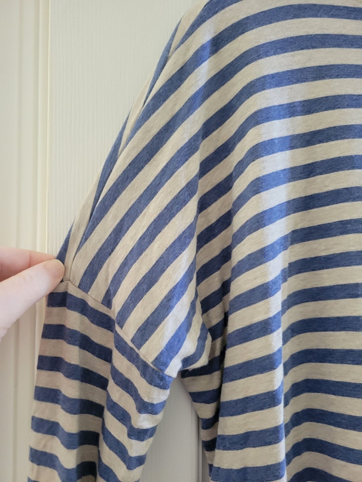 Hatch Blue Gray Striped Maternity top size Small Pregnancy Coastal Nautical