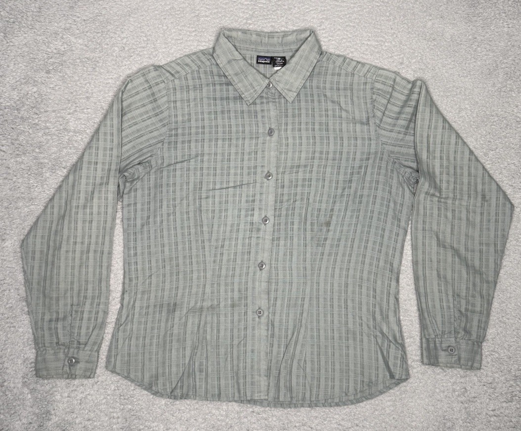PATAGONIA Womens Size 12 Lightweight LS Button Down Shirt Stripe Cotton