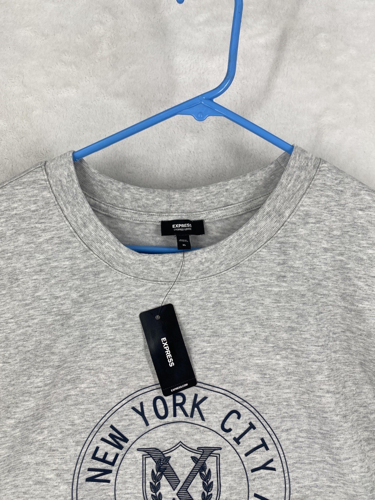 Express Shirt Womens XL Gray Loose Cropped New York City Athletic Club NEW $38