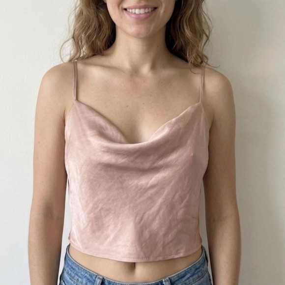 L.A. Hearts Blush Satin Cowl Neck Cami Y2K Going Out Tank Top XS – Size XS