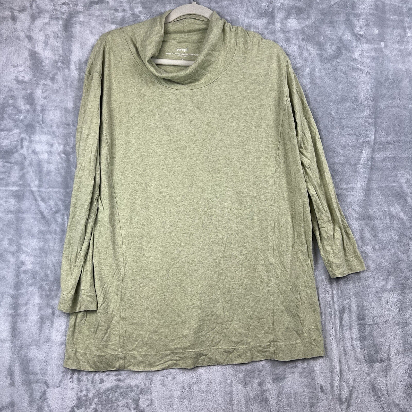 J Jill Pure Jill Medium Green Seamed Cow Neck Tunic Top 100% Pima Cotton