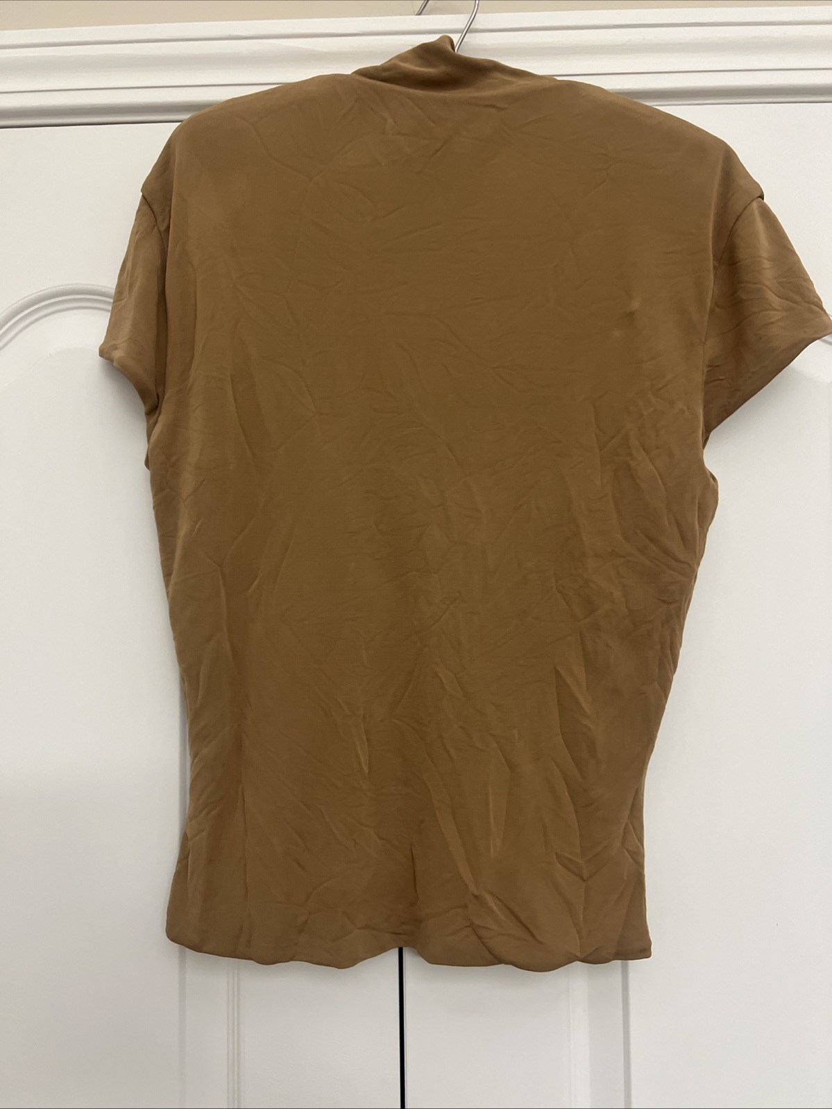 Yigal Azrouel Bronze Brown top size 5 Cap Short Sleeve Tie At Neck