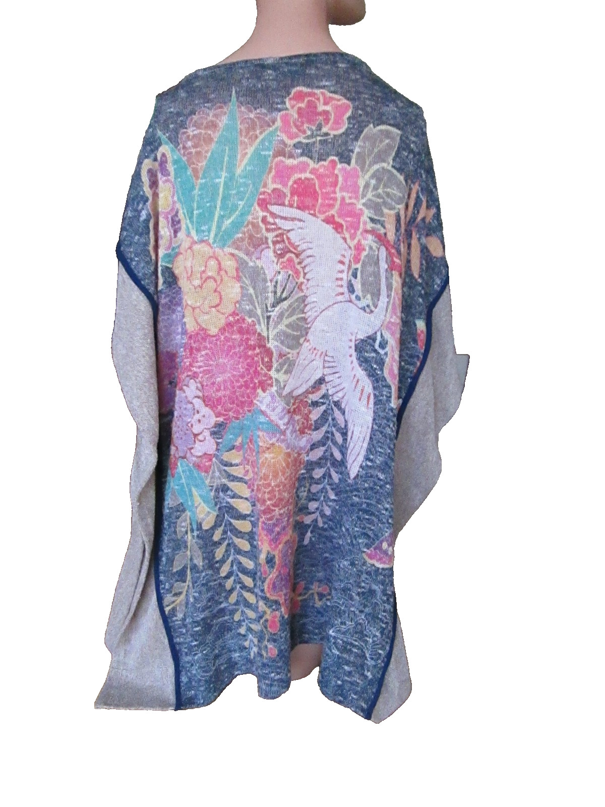 Citron Santa Monica Vintage ASIAN PONCHO Style Early Knit Top Big XL