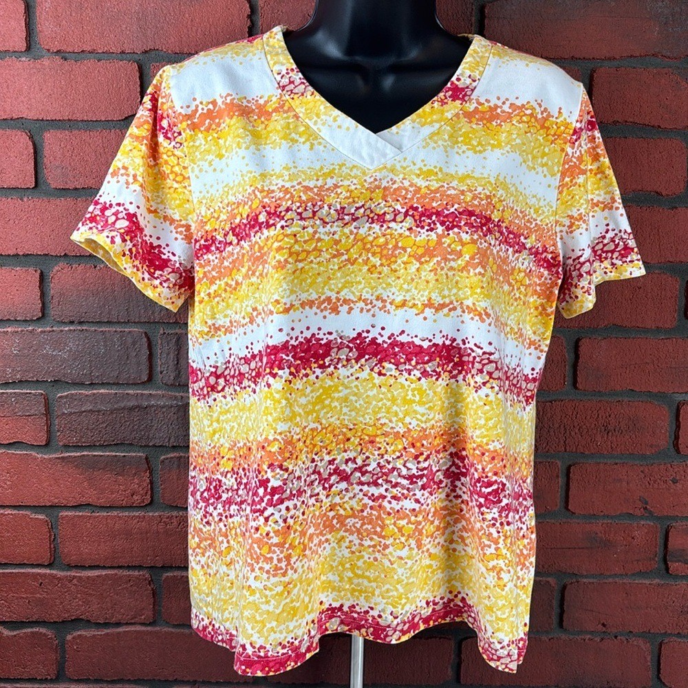 Breckenridge Shirt Womans Plus Large Striped Short Sleeve