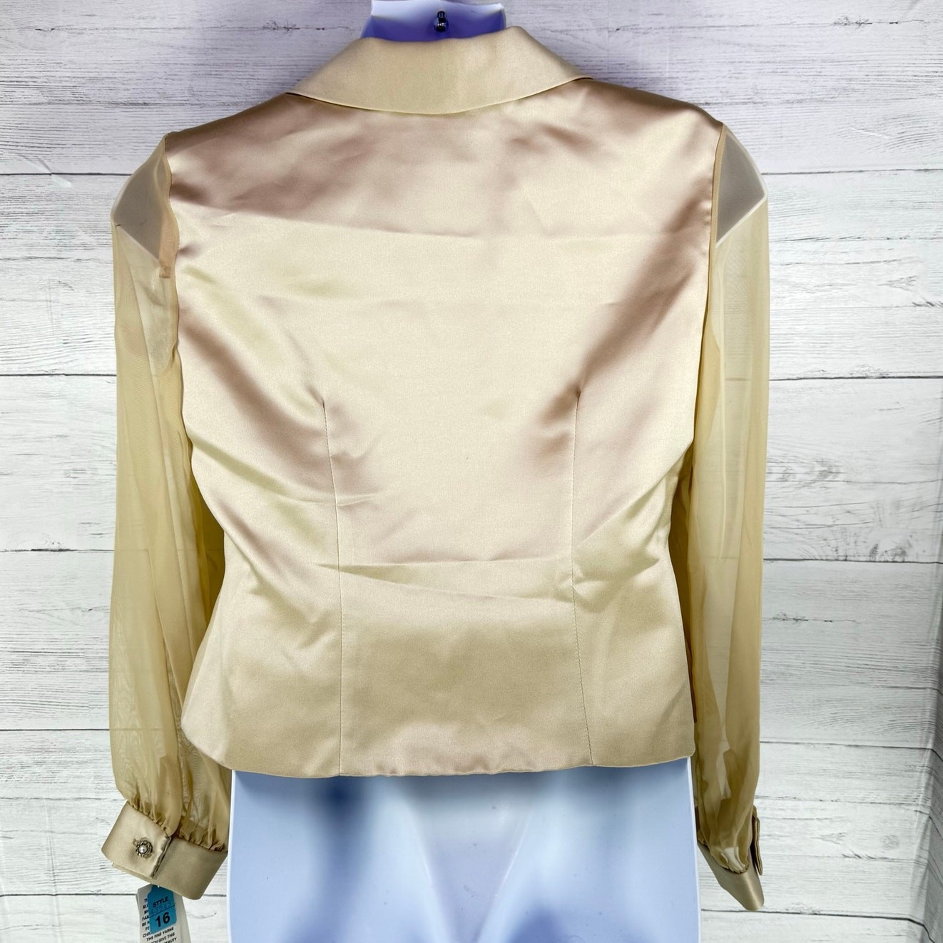 VTG NWT JR Nite 16 gold sheer diamond button blouse women glam bling luxury USA