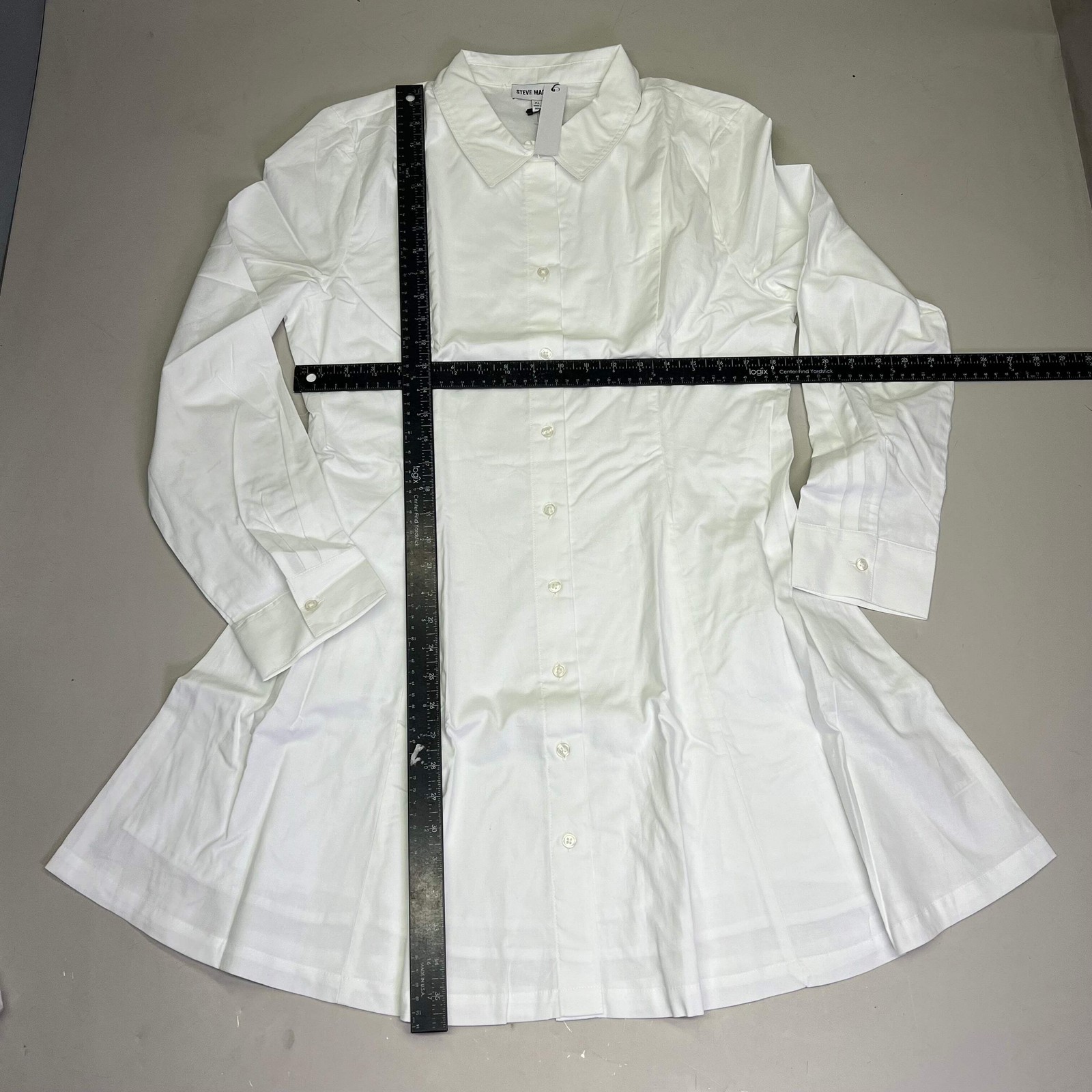 STEVE MADDEN Fit & Flare Shirt Dress Long Sleeve Button Cuff Women’s Sz XL Cloud