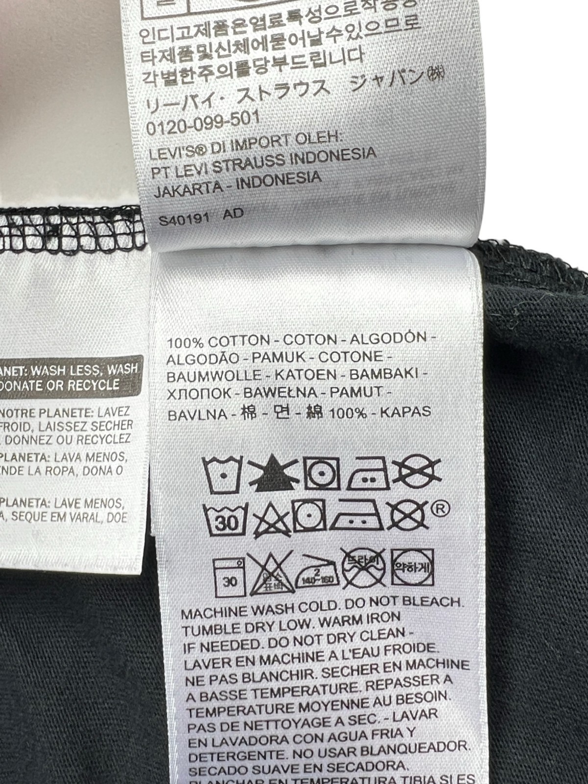 Levi’s Damen Basic T-Shirt Rundhals Kurzarm Schwarz Größe L