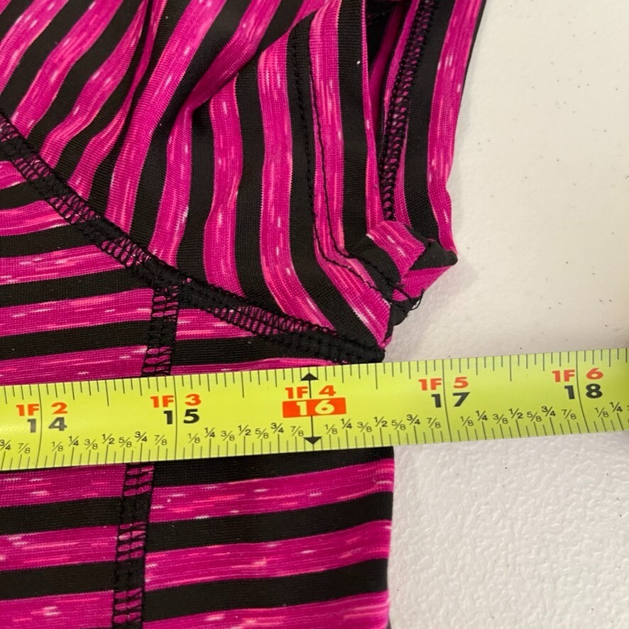 Vogo Athletics T-Shirt Women’s Medium Pink Black Stripe Short Sleeve Top Active
