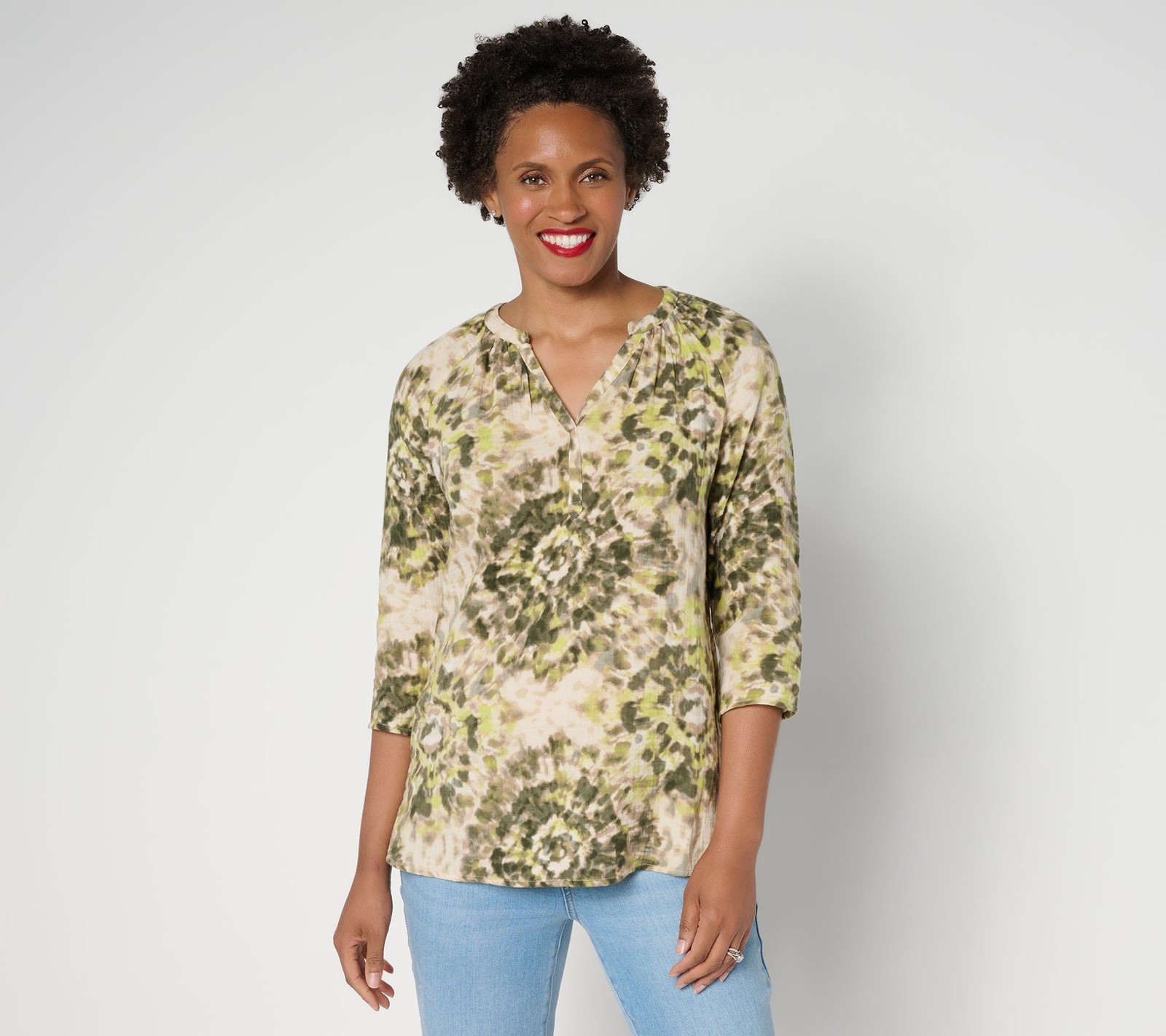 Gloria Vanderbilt Women’s Top Sz L Summer Sunset Cotton Multi-colored A691533