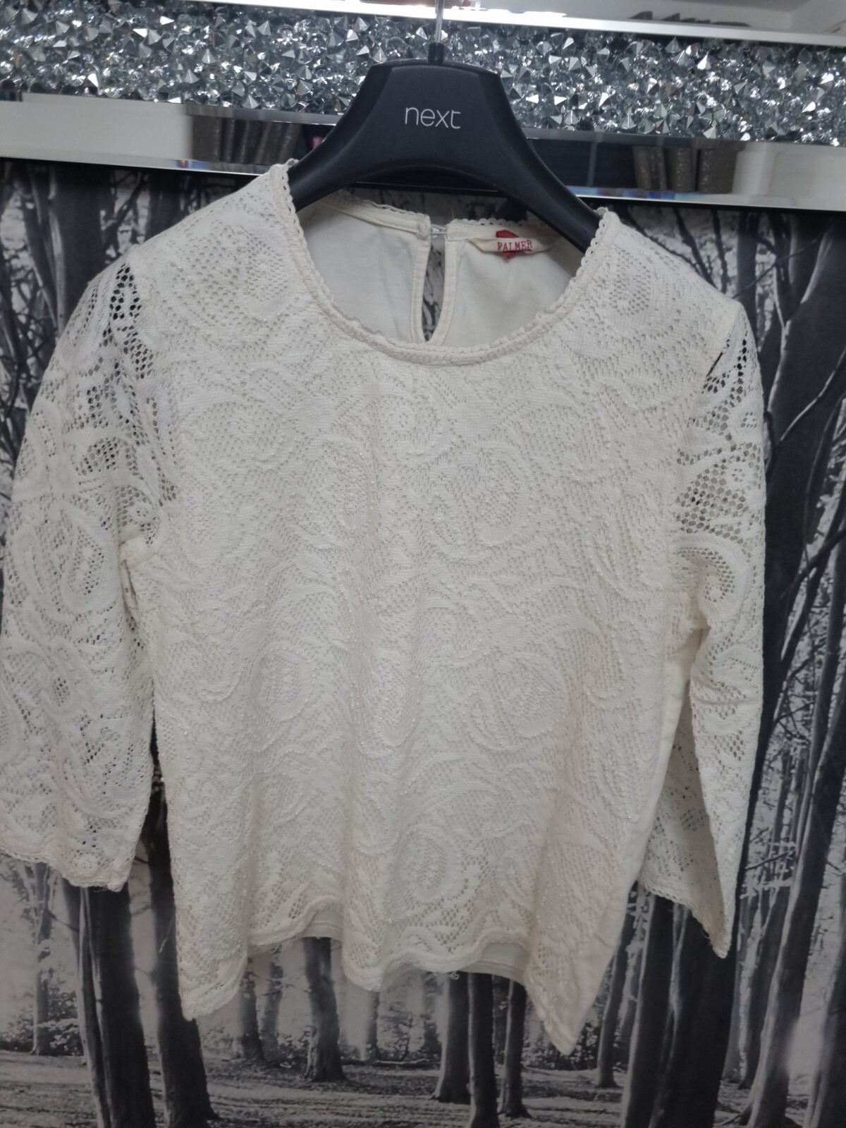 Falmer Heritage size 10 Ivory Layered Blouse 100% Cotton Lace & Chiffon Under