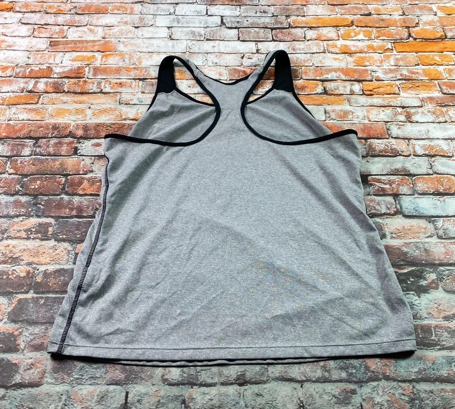 Nike Tank Top Ladies Gray Large 12-14 Swoosh Logo Racerback Athletic Gym Womens
