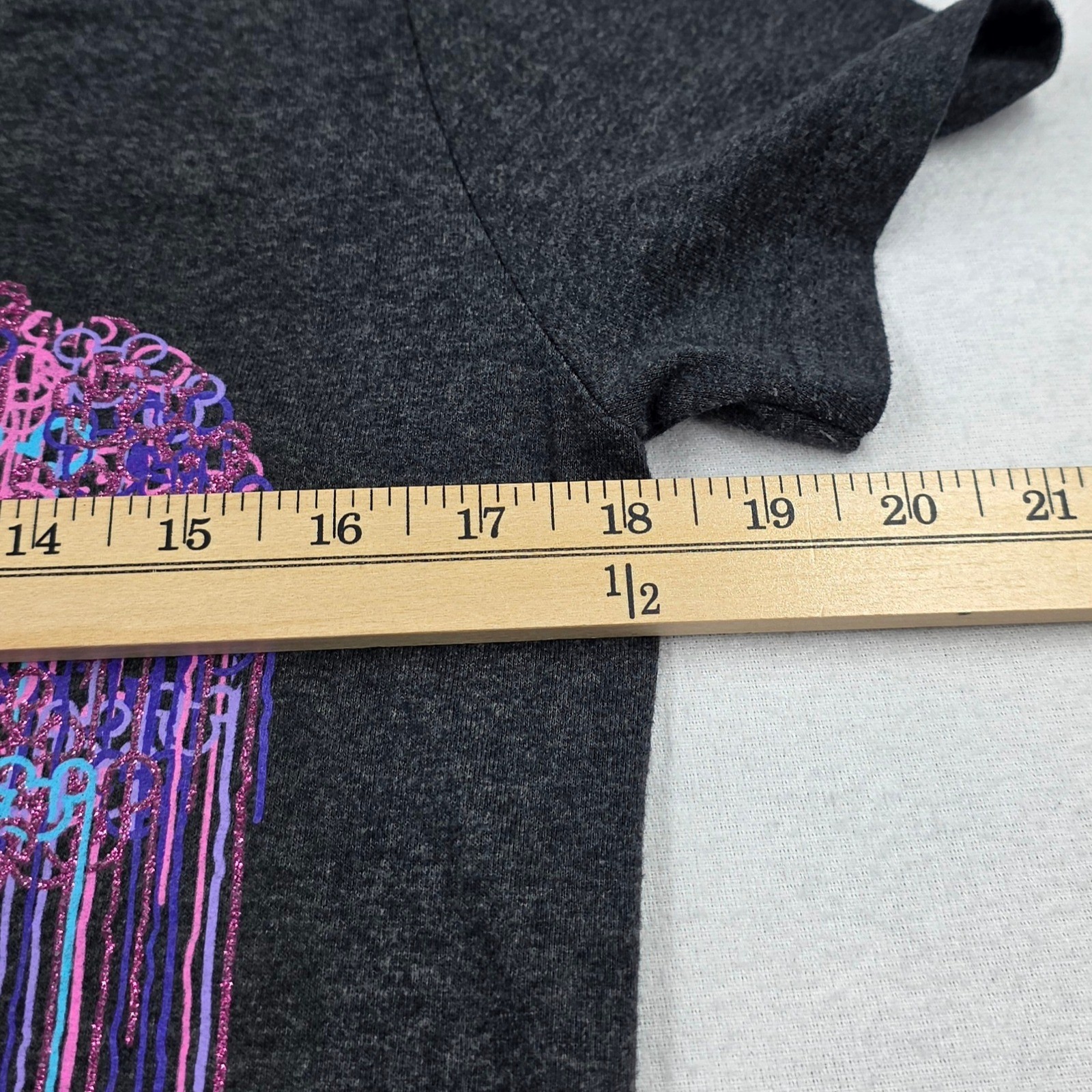 Disney Store Mickey Mouse Drip Graphic Tee Charcoal Grey Glitter Women Large