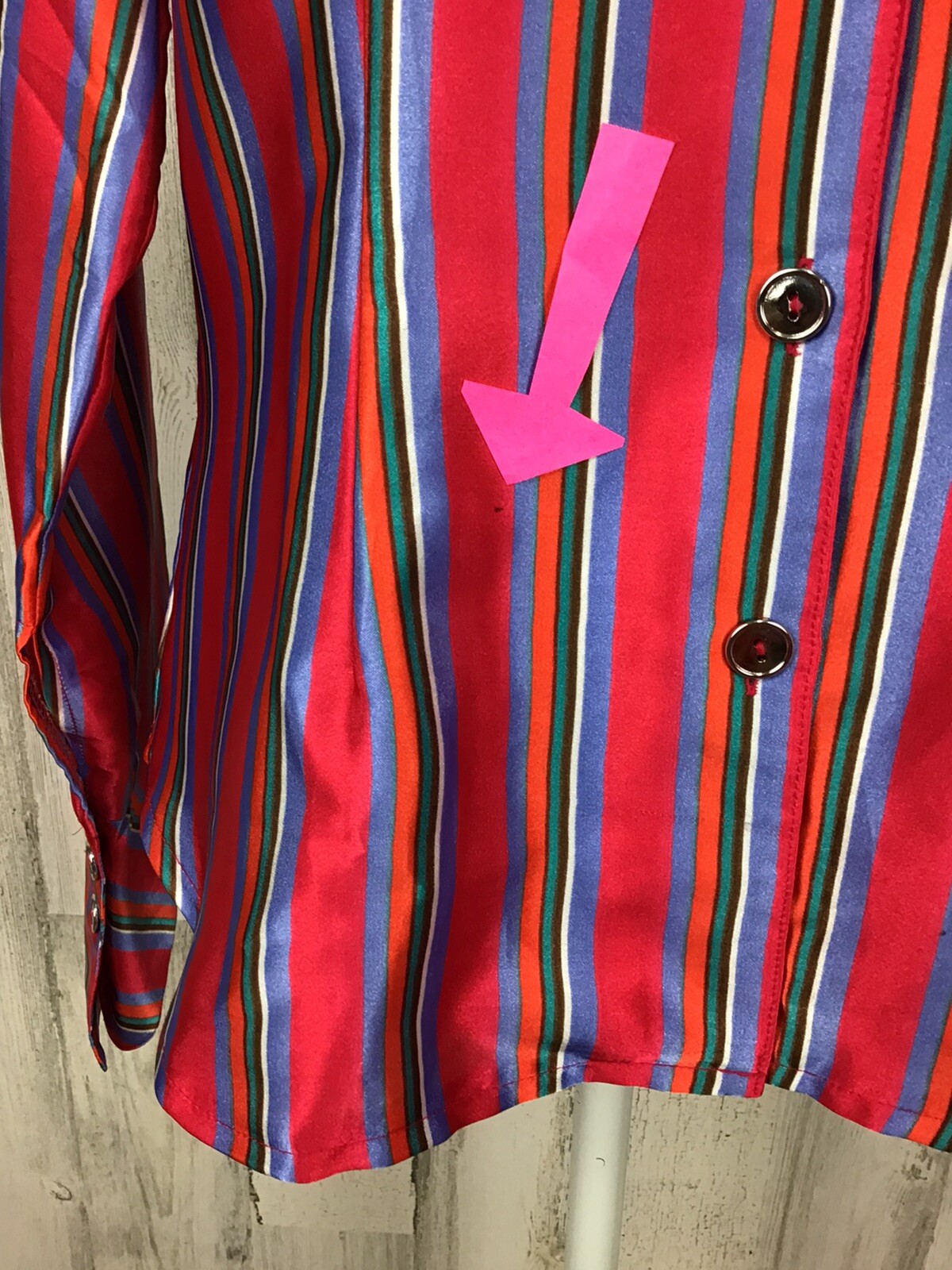 Connie Howard Retro VTG Blouse Satin Stripes Long Sleeve 60’s 70’s Shirt 10 L