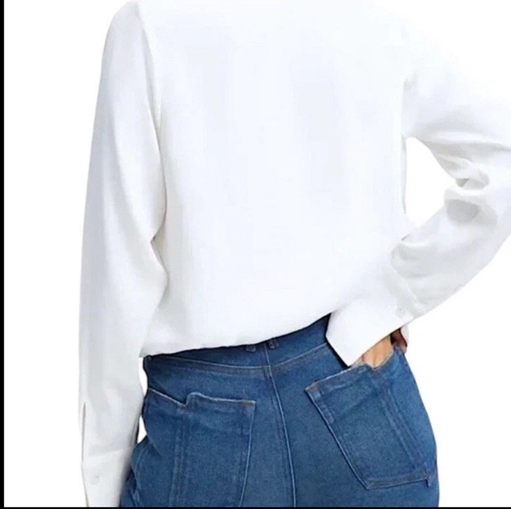 Good American Ivory Long Sleeve Wrap Front Blouse Size 7 (4XL) NWT!