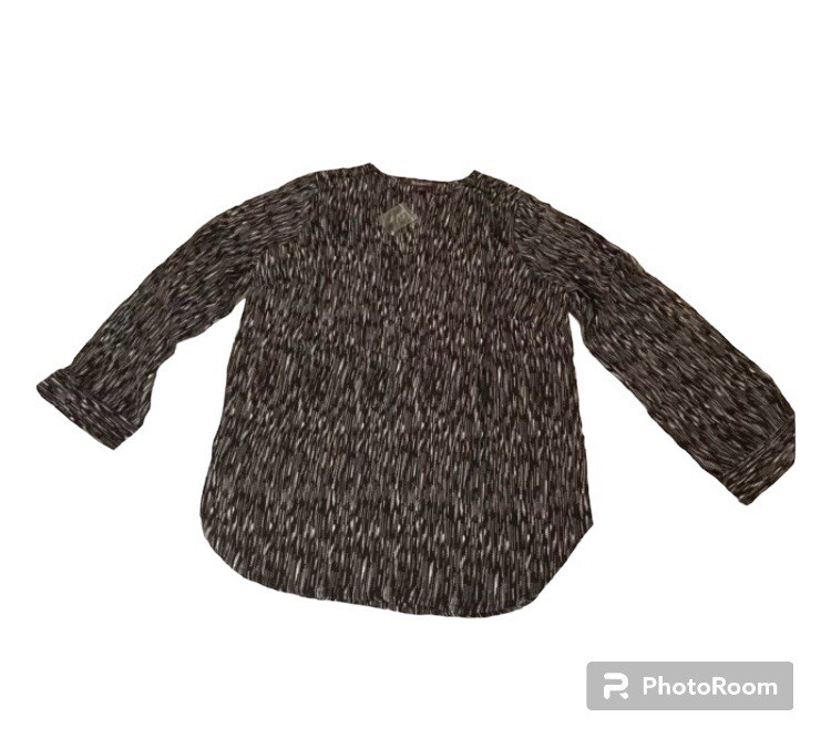 Roaman’s Tunic Top Women’s 12W Blouse Black And White Print Polyester NWOT