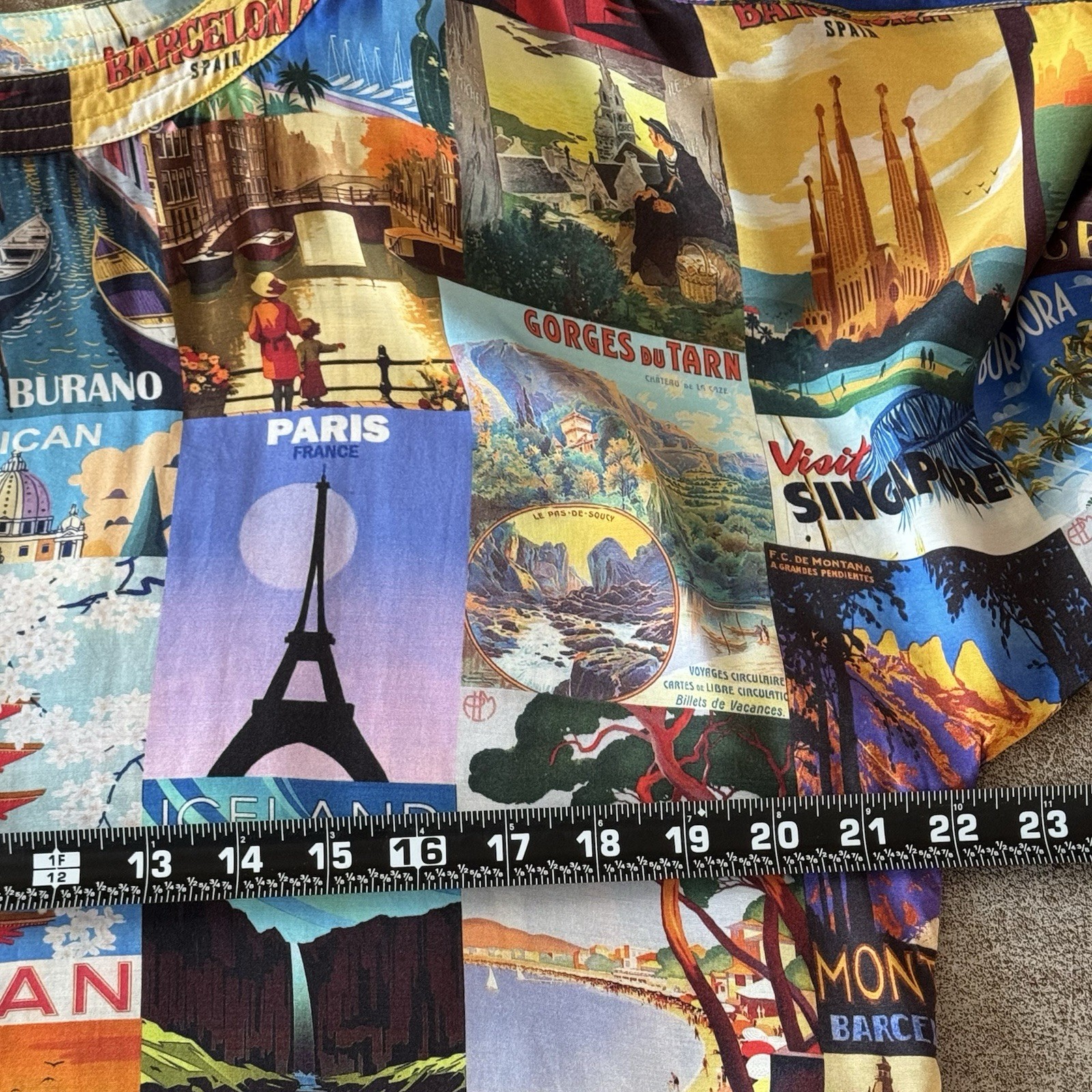 Art To Wear Global Travel Postcard Print Tunic Top Paris Europe XS