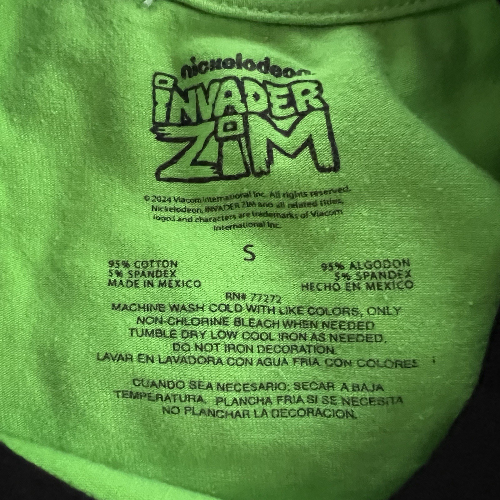 Invader Zim GIR Girls Tee Size SMALL Ringer Baby Crop T-Shirt Green Short Sleeve