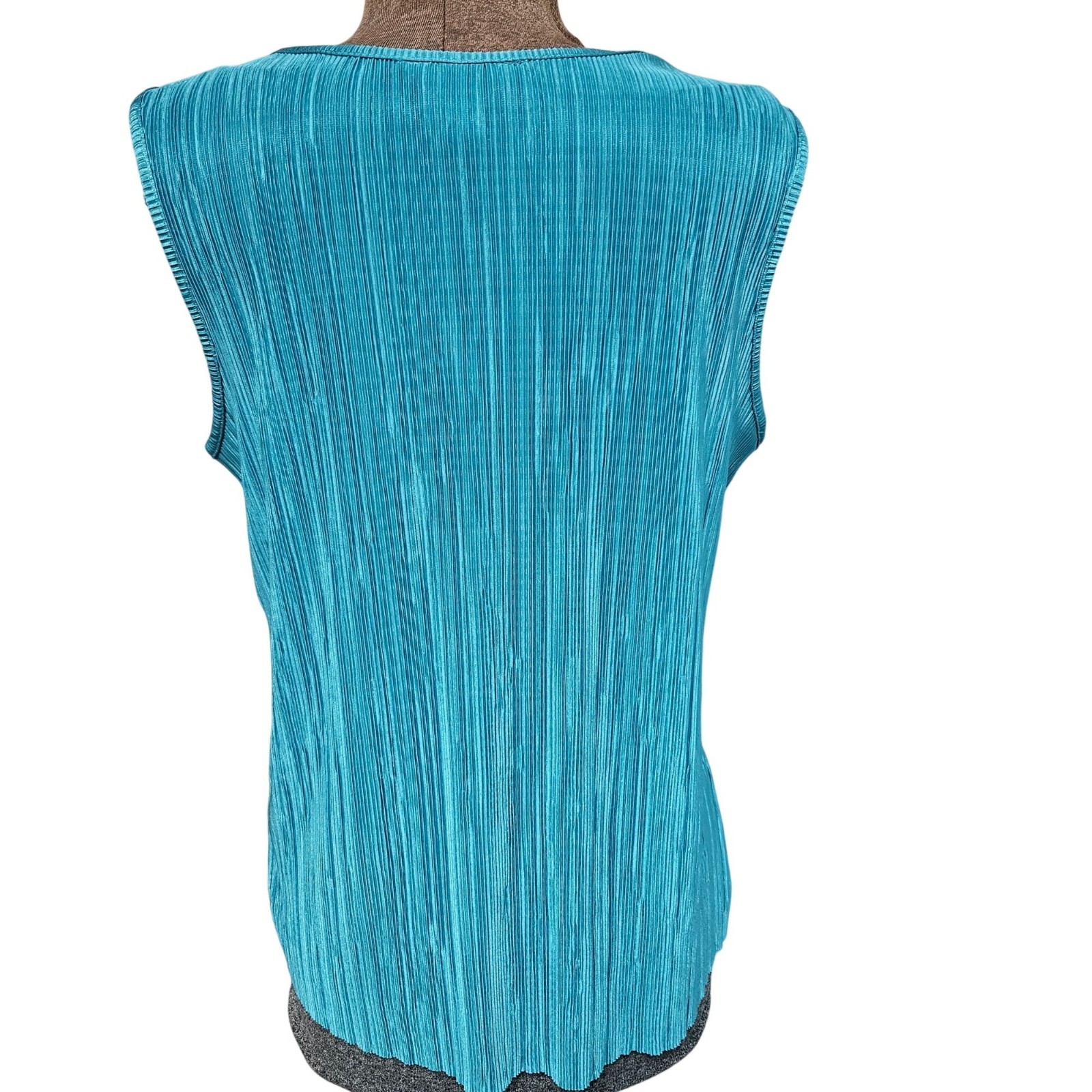 Christopher And Banks Teal Sleeveless Tiered Pleated Tank Top Large Polyester
