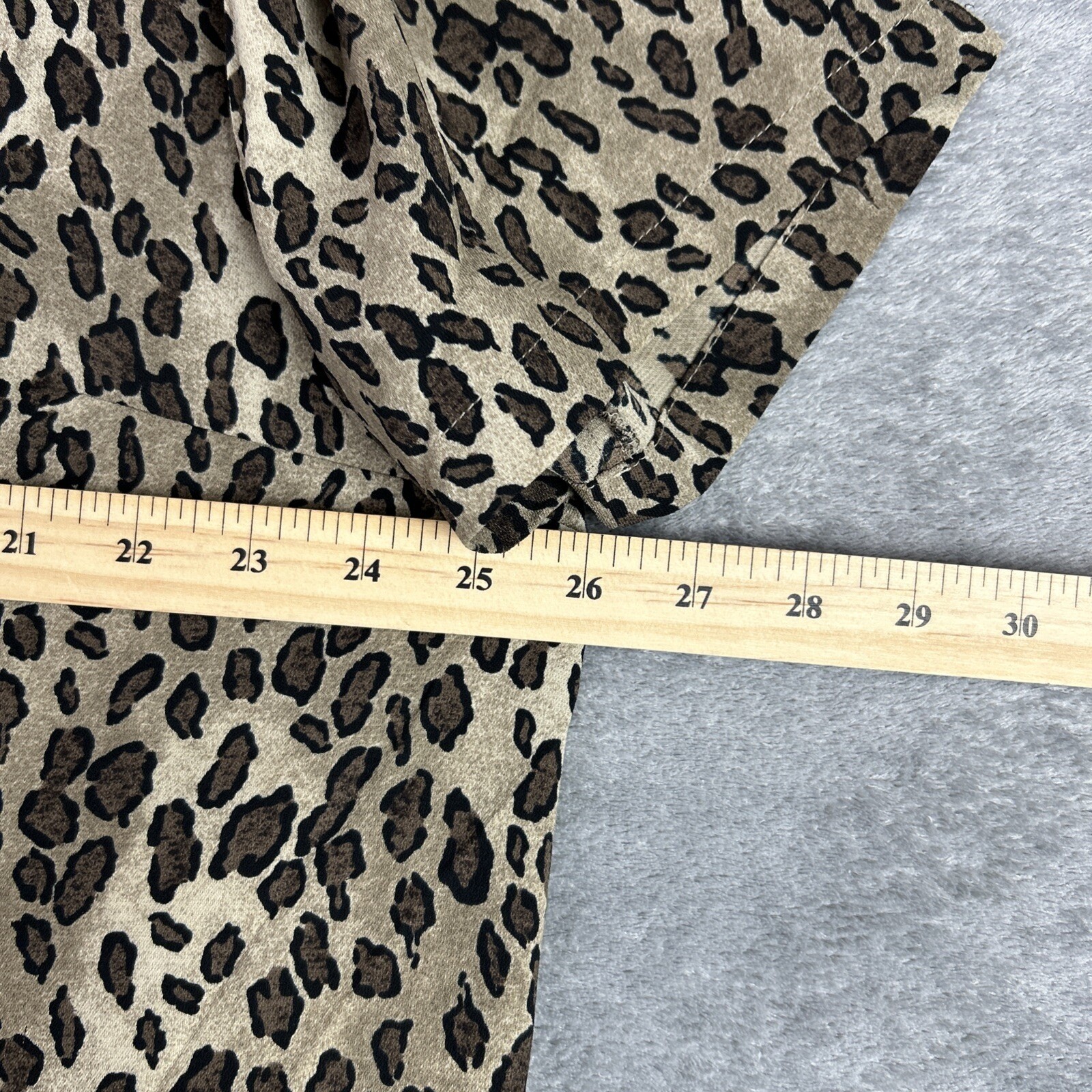 Emma James Women’s 22 W Button Up Camp Shirt Brown Leopard Print Blouse Boho
