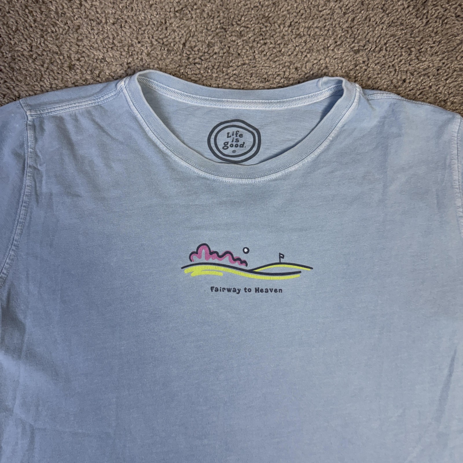 Life Is Good Shirt Womens M Blue Fairway To Heaven Golf Graphic Tagless