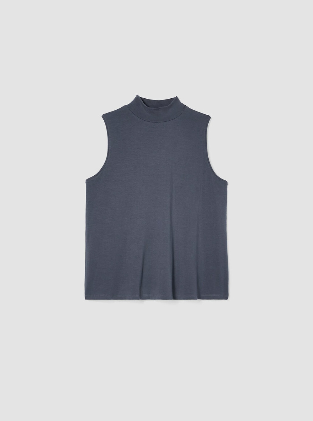 Eileen Fisher Ocean Blue Basic Length Fine Jersey Mock Neck Tank Sz M