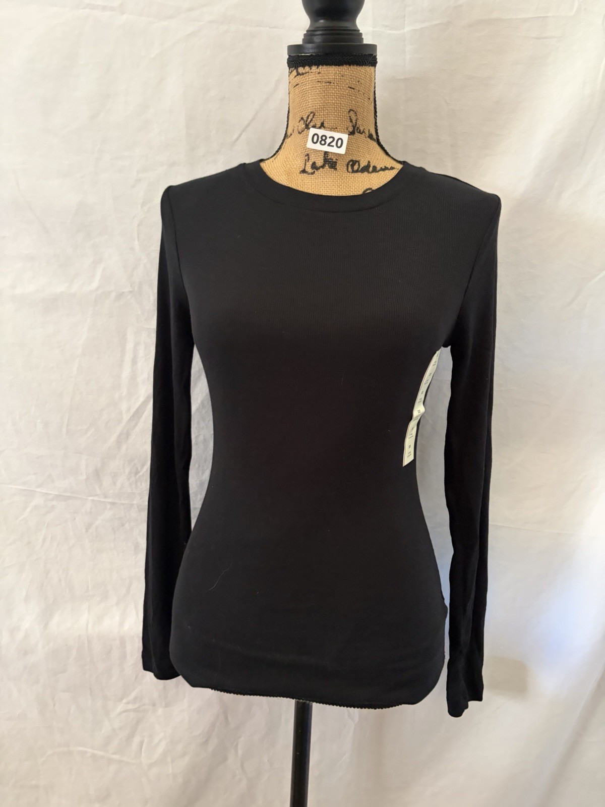 A New Day Long Sleeve T-Shirt Womens Sz XS Black Acrylic Rayon Stretch Thin NWT