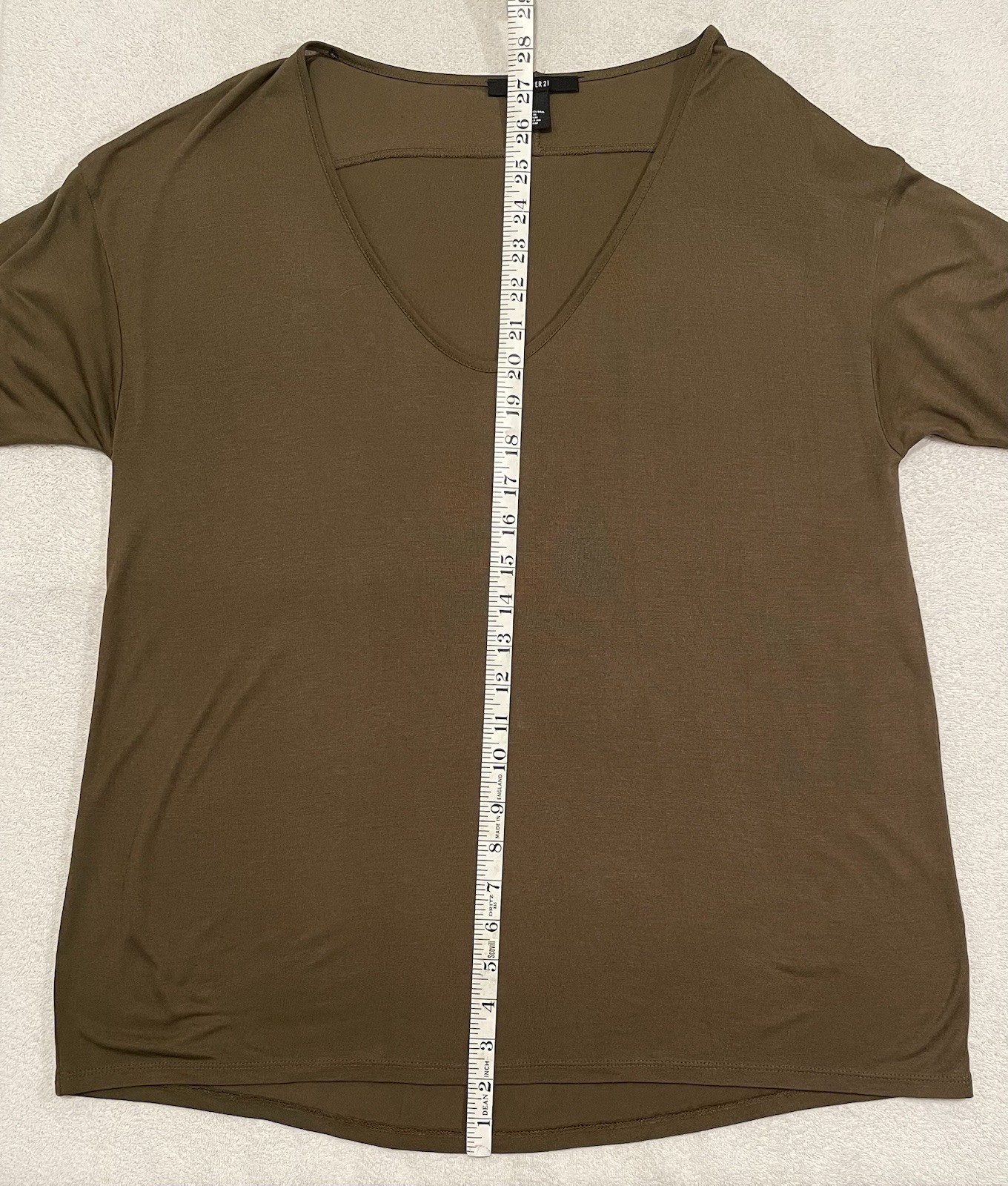 Forever 21 Dk Olive Deep V Neck Drop Shoulder Oversize 3/4 Sleeve Tunic New Sz S