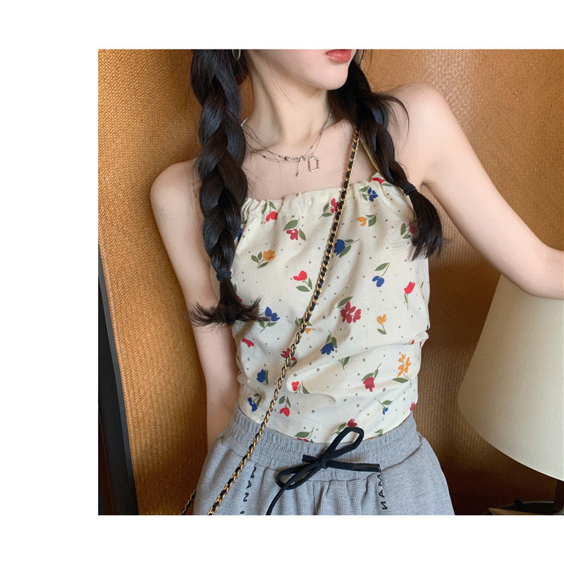 Women’s Tank Top Drawstring Neck Hanging Butterfly Strap Lace Up Tank Top