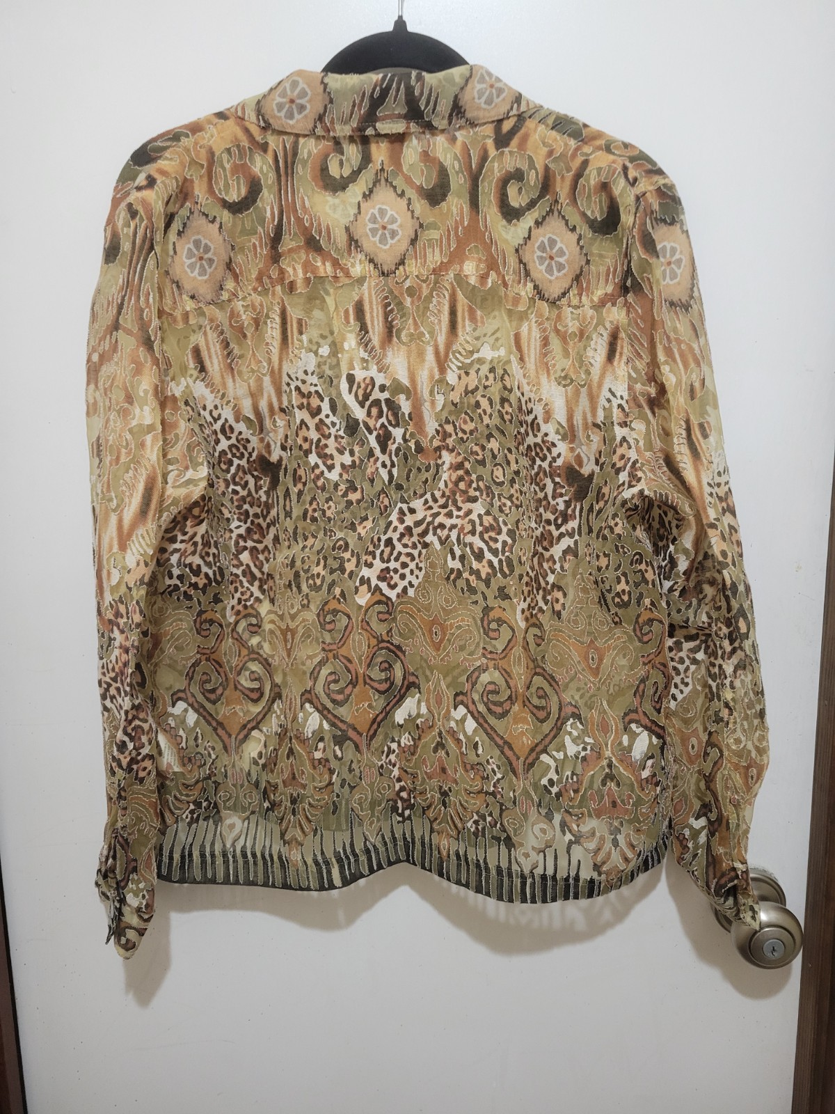 Alfred Dunner Women’s Petite 12P Multicolor Animal Print Collared Button Blouse