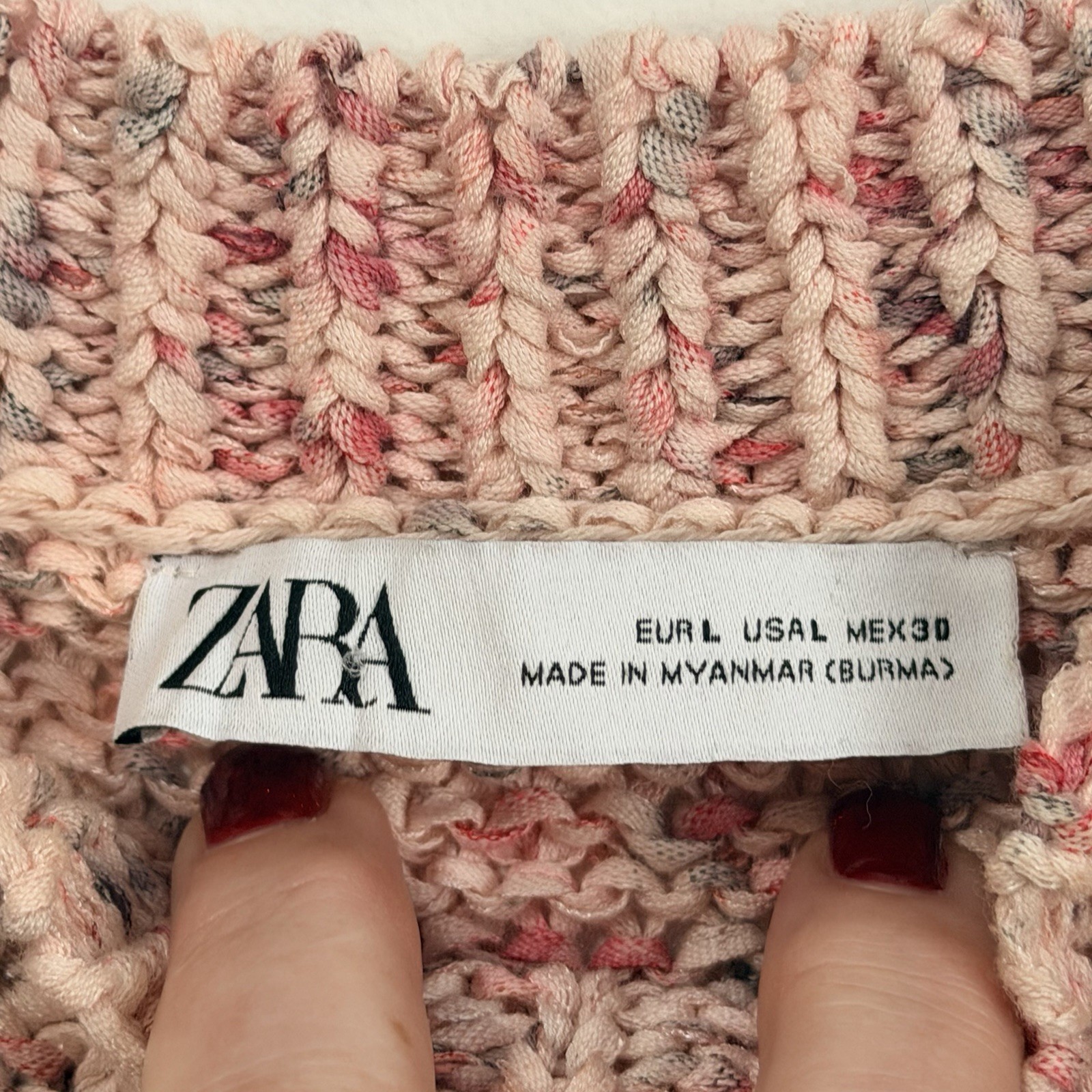 Zara Confetti Bubblegum Sweater Tank L Woven Summer Festival Boho Crop Vacation