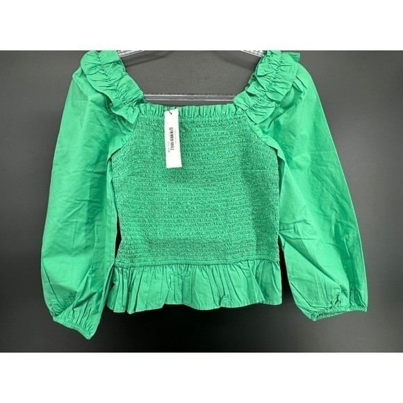 The Drop Women’s Marisol Long-Sleeve Ruffle Smocked Cotton Top Sz medium