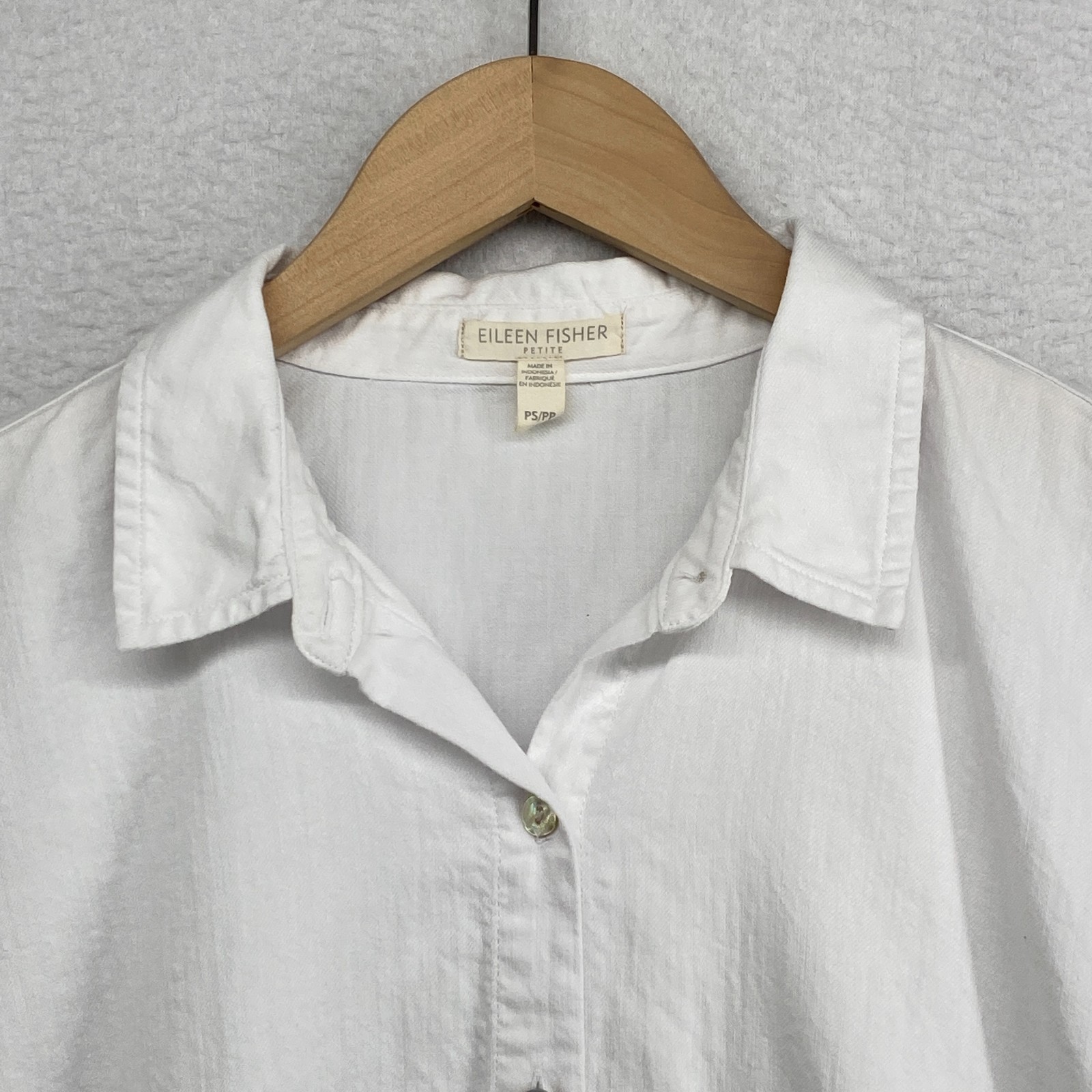 EILEEN FISHER Top PS Soft Organic Cotton Twill Shirt Oversized Button Up White